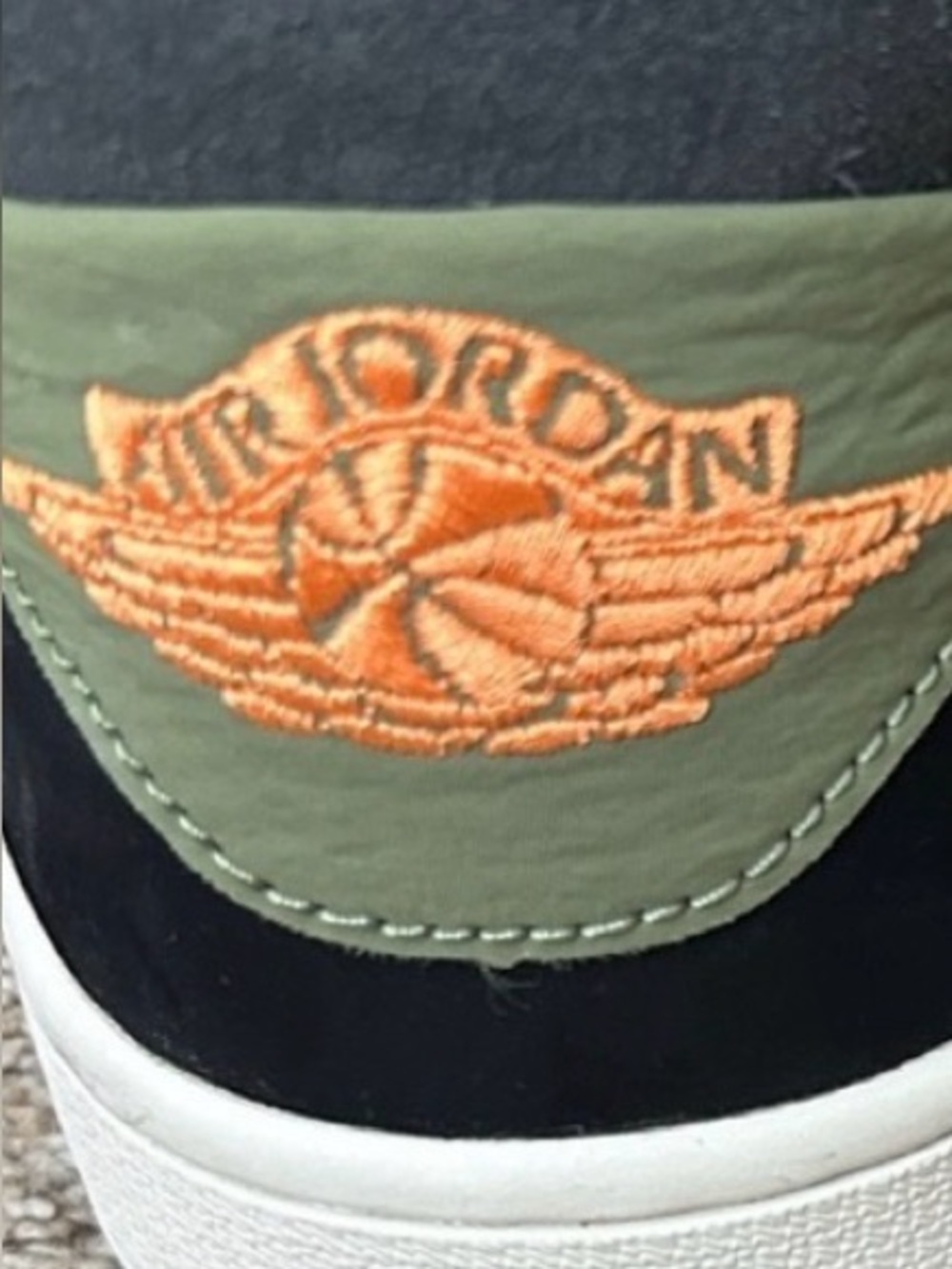 Nike Jordan High-Top Sneakers in Black, Olive & Orange Accents